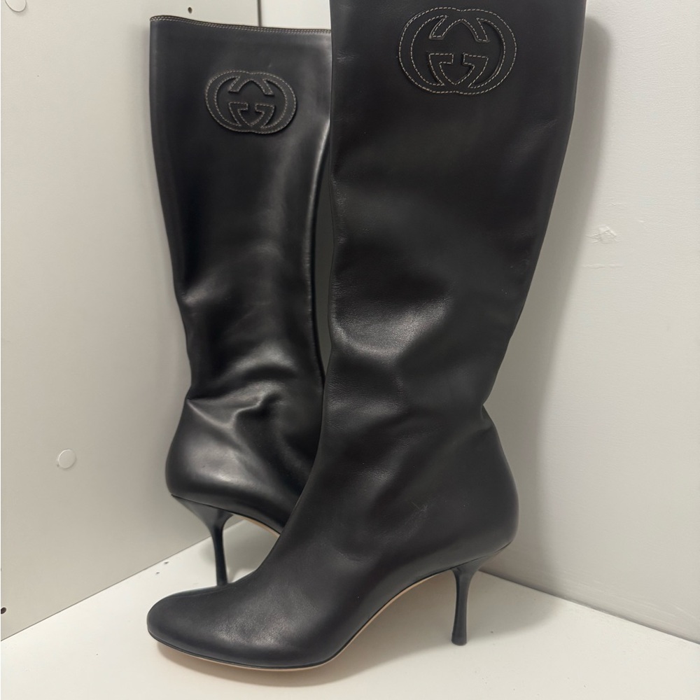 Gucci Black Leather Women's Boots